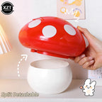 Cute Garbage Can Waste Bin with Lid Detachable Collect Rubbish Red Mushroom Table Desk Binwastebaske Mini Household Accessories