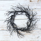 Black Halloween Wreath Artificial Branches Door Garland Wreath Halloween Decorations Scary Home Indoor Outdoor Party Decor Lootquake LLC