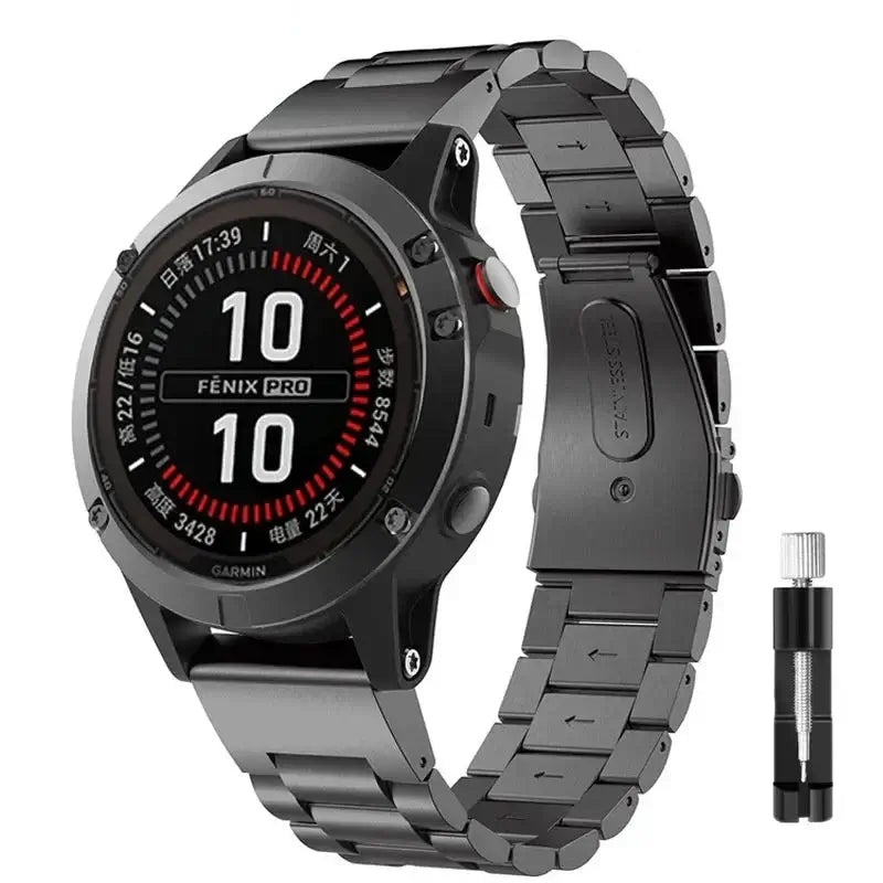 Garmin Stainless Steel Band - Sleek QuickFit Design - SJB-DIAMOND ELITES