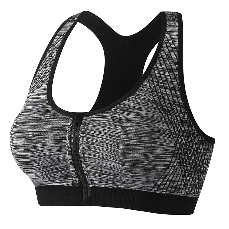Space-Dyed Zip Sports Bra - Shockproof Style