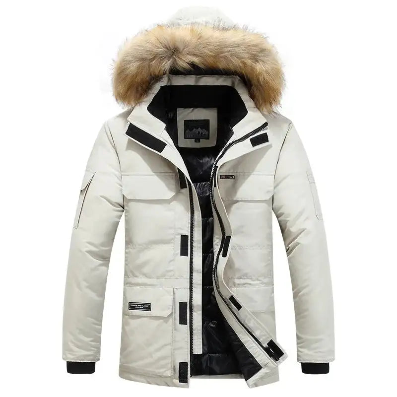 New Men Parkas Coat Windbreaker Big Pockets Wholesale Winter Parkas Men Thicken Coat Fur Hooded Jacket Overcoat Keep Warm Male