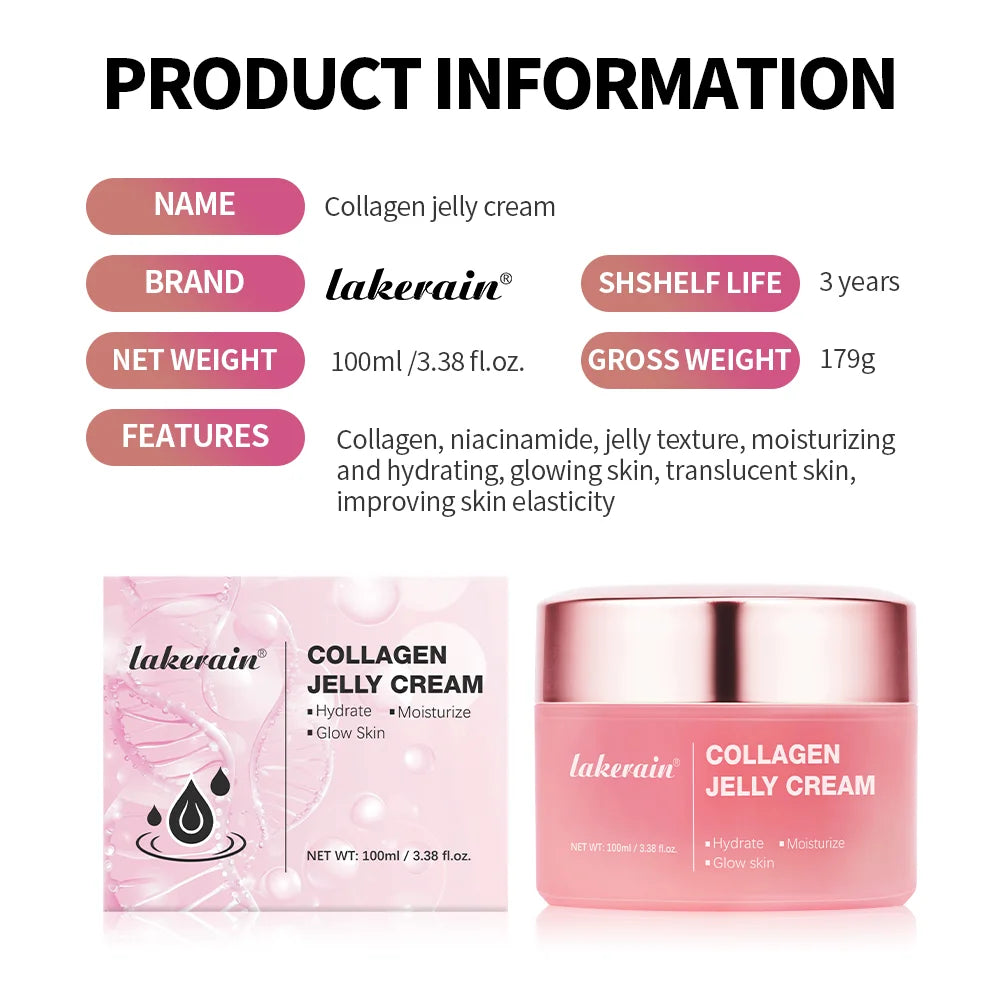 Collagen Jelly Cream Improving Skin Elasticity Tightening Soothing Moisturizing Anti-Aging Firmness Hydration Skincare Face Gel Lootquake LLC