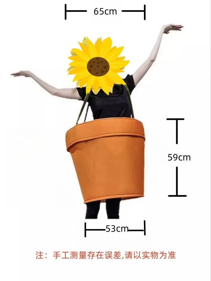 Halloween Flower Pot Costume Sunflower Costume with Headpiece for Adults Kids Cosplay Women Garden Theme Party Sunflower Lootquake LLC