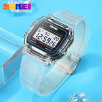 SKMEI Transparent TPU Strap Ladies Wristwatch Shockproof Back Light Display Stopwatch Digital Watches Women 2056 reloj mujer