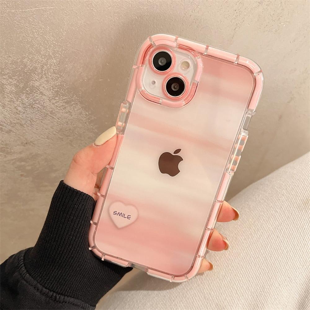 Cute Love Heart Soft Shockproof Bumper Transparent Phone Case For iPhone 12 13 Pro Max Silicone Back Cover Case  Cute Side Small Pattern for Women Girls Soft Silicone Shockproof Protective Cover Stevvex