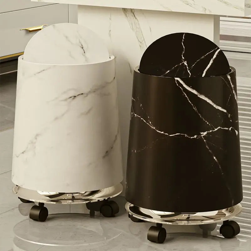Large Capacity Trash Can Luxury Removable Litter Bins Living Room Rotating Wastebasket Food Recycle Dustbin Cleaning Supplies Lootquake LLC