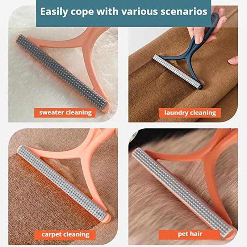Silicone Double Sided Pet Hair Remover Lint Remover Clean Tool Shaver Sweater Cleaner Fabric Shaver Scraper for Clothes Carpet Double Carpet Wooden Manual Roller Professional Reusable Lint Cleaner for Pet Hair Stevvex