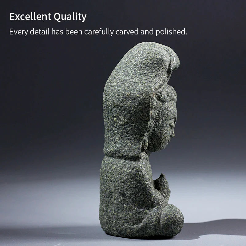 Avalokitesvara Buddha Statue Granite Sculpture Figurine Meditation Miniatures Ornament Home Decoration Crafts Antique Art Gift