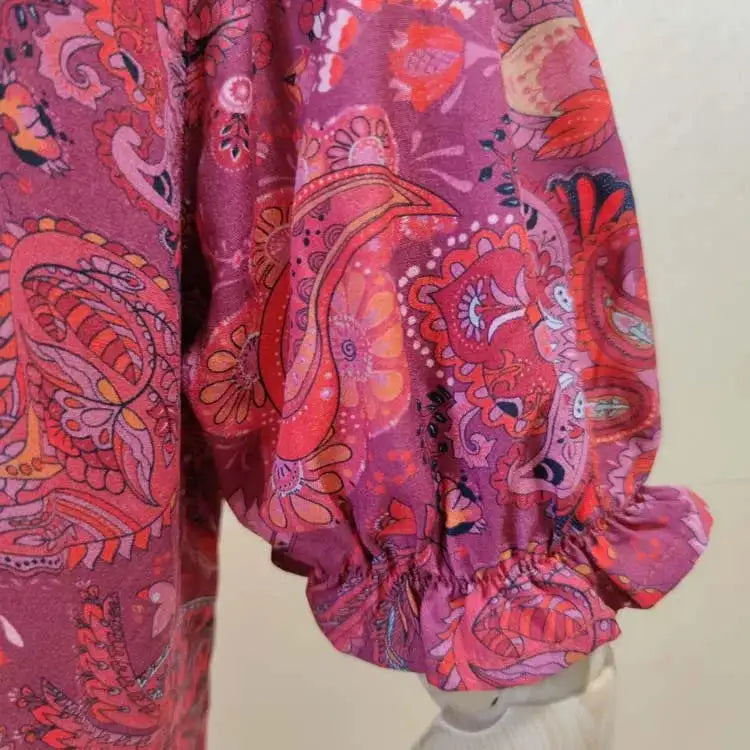 TEELYNN boho long dress Vintage 2023 floral print Chiffon three quarter sleeve v-neck summer Gypsy Hippie women dresses vestidos