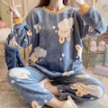 Thickened Warm Sleepwear for Winter Plus Size Padded Flannel Long Sleeve Student Pajamas Loungewear Two Piece Nightwear Homewear Lootquake LLC
