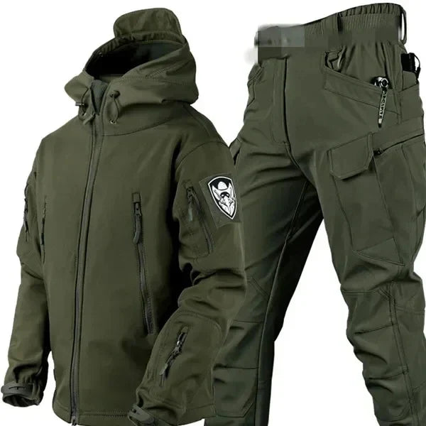 5XL Shark Skin Soft Shell Autumn and Winter Plush Thickened Mountaineering Tactics Training Breathable Windproof Charge Suit Lootquake LLC