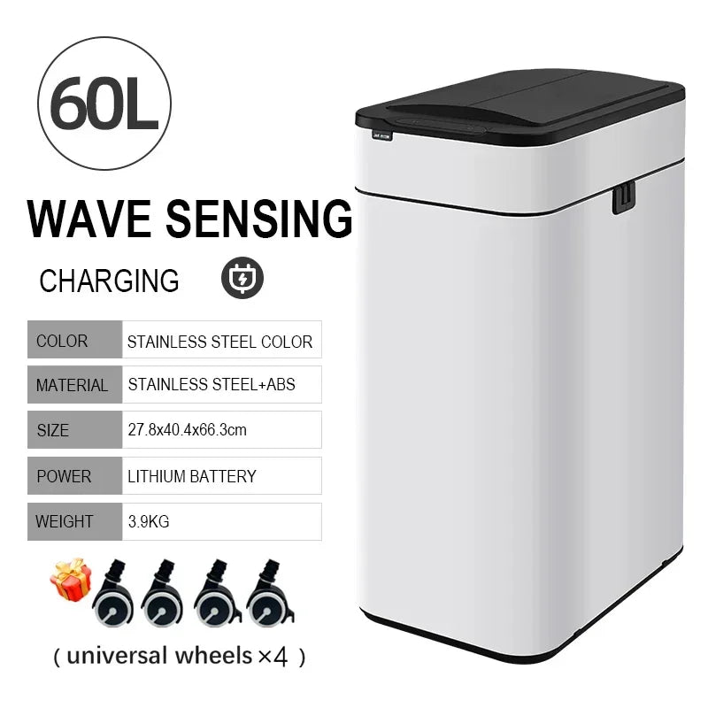 Smart Trash Can 20L 30 40 50 60 Liters Wastebasket Large Kitchen Garbage Cube Home Automatic Stainless Steel Garbage Bin Dustbin Lootquake LLC