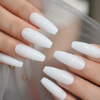 Milk White Long Ballerina Nails Glossry Shiny Pure Color Extra Long Acrylic Nail Tips gel Polish Cover 24 Lootquake LLC