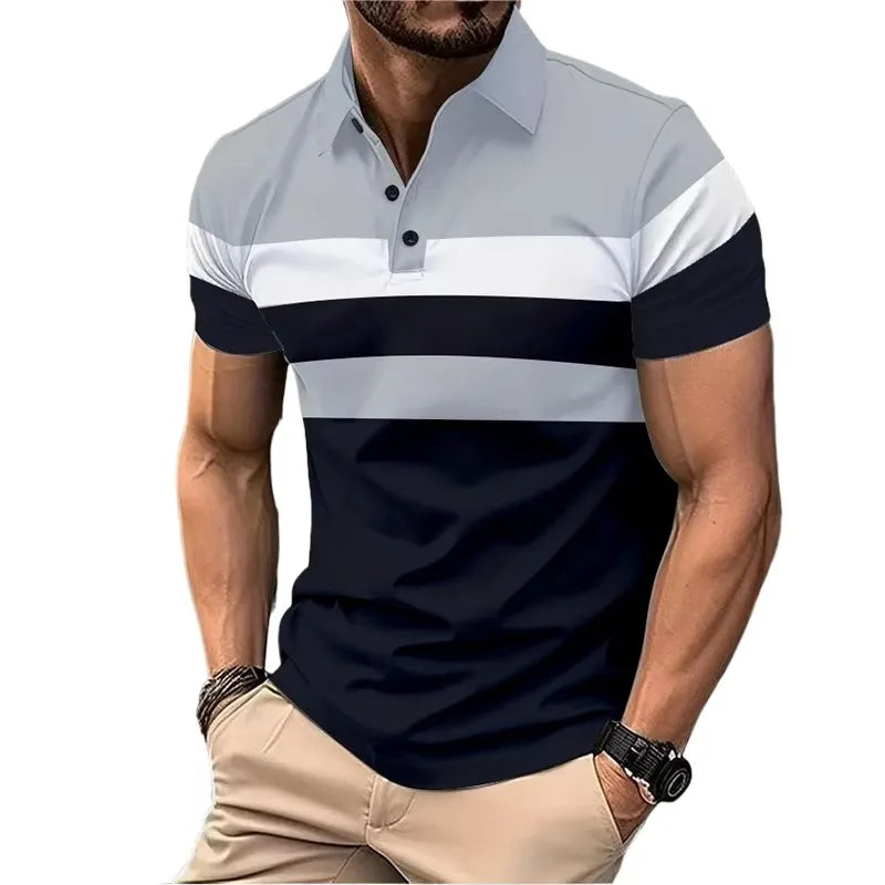 Summer Men's Short Sleeve Polo Shirts Splice Breathable Lightweight T Shirts Mens Outdoor Sweatwear Turn Down Mens Shirts Lootquake LLC