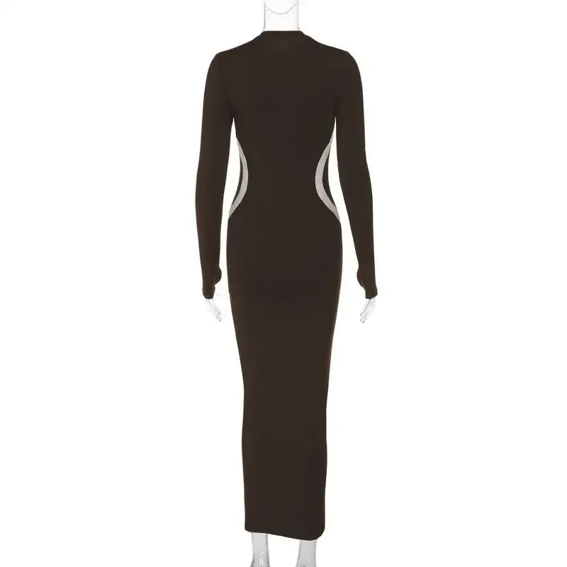Hawthaw Women 2023 Autumn Winter Long Sleeve Party Club Streetwear Bodycon Black Long Dress Wholesale Items For Business