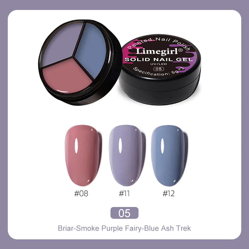 LIMEGIRL Solid Nail Art Gel Polish 15g 3 Colors Cream Soft Gel Polish for Nail Art Beginner DIY Design  Home/Salon Manicure Gift Lootquake LLC