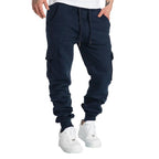 Mens Sweatpants Straight Fit Drawstring Multi-pocket Pants THRIXINE