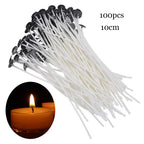 Smokeless Candle Wicks 2.6-20cm Pre-Waxed Cotton Core Wicks with Metal Sustainer Tabs DIY Handmade Candle Making Tools