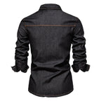 AIOPESON Brand New Mens 100% Cotton Denim Shirts Double Pocket Casual Cowboy Mens Shirts Long Sleeve Autumn Jeans Shirts for Men Lootquake LLC