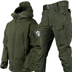 5XL Shark Skin Soft Shell Autumn and Winter Plush Thickened Mountaineering Tactics Training Breathable Windproof Charge Suit Lootquake LLC