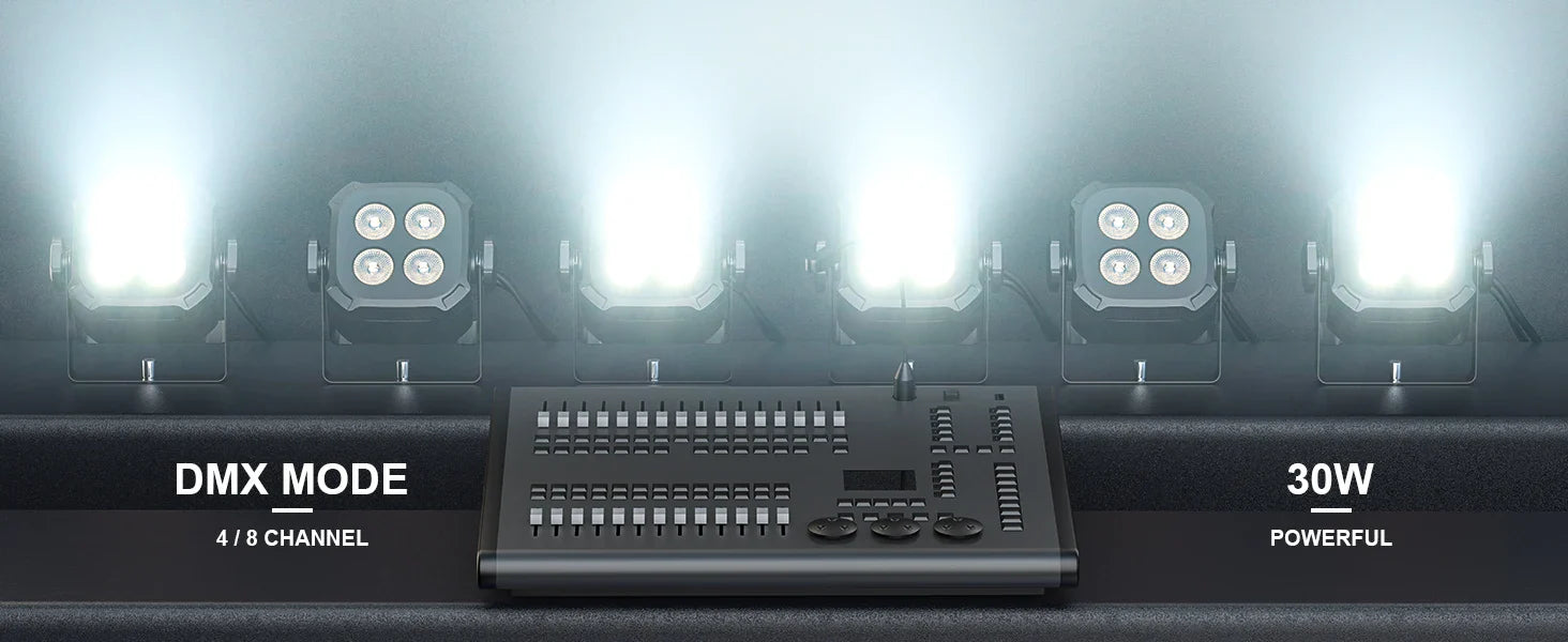 Yiflamefly 4Pcs 30W Par Lights 4x8W LED RGBWYP+CYAN DJ Light Remote & DMX Controlled Stage Light For Wedding Party Club Disco