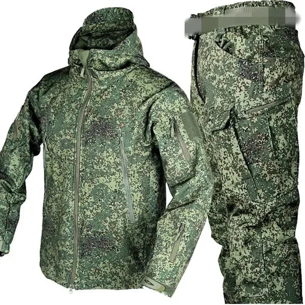 5XL Shark Skin Soft Shell Autumn and Winter Plush Thickened Mountaineering Tactics Training Breathable Windproof Charge Suit Lootquake LLC