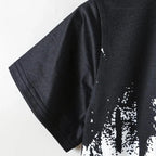 Boys' Summer Set: Cool Black & White Round-neck T-shirt with Slanted Pocket, Paired with Matching Shorts for Casual Play.