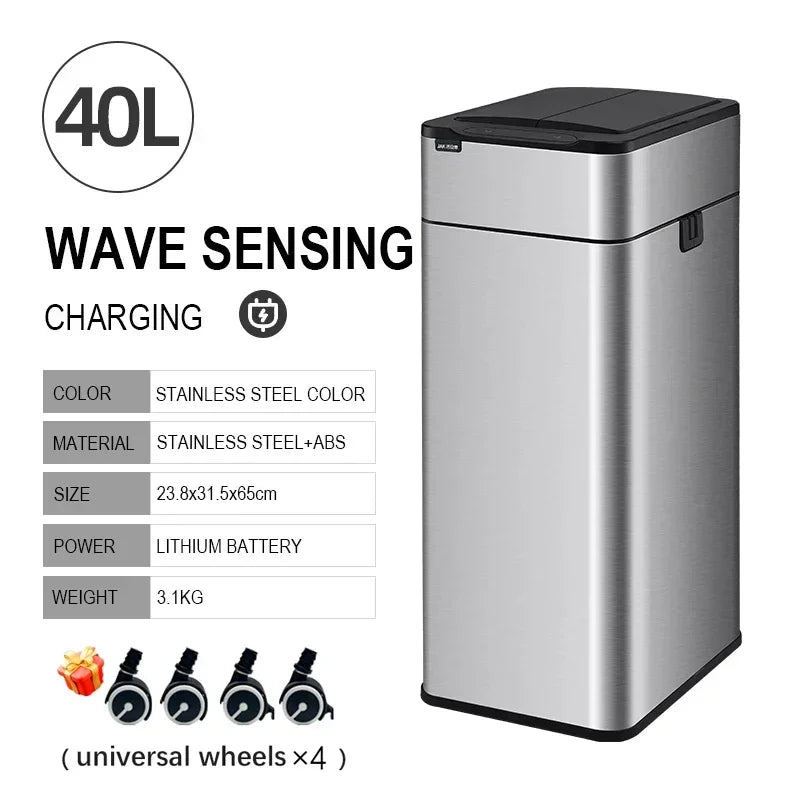 Smart Trash Can 20L 30 40 50 60 Liters Wastebasket Large Kitchen Garbage Cube Home Automatic Stainless Steel Garbage Bin Dustbin Lootquake LLC