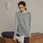 Long Sleeve Yogawear Blouse Workout Gym Clothing THRIXINE