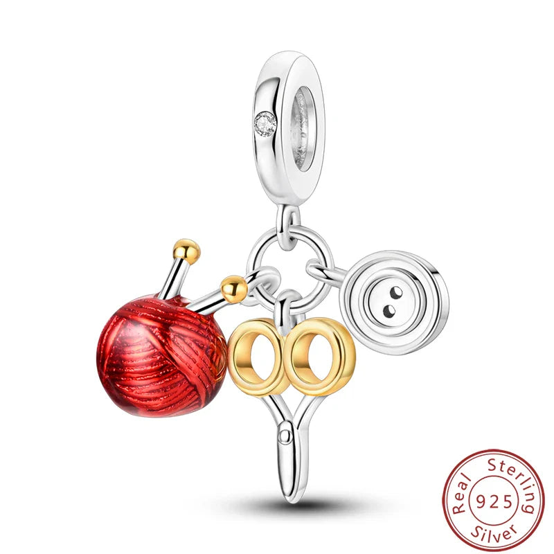 S925 Sterling Silver Princess Golf Hamster Camera Travel Three Piece Set Charms Beads 3mm DIY Fine Jewelry Making Lootquake LLC