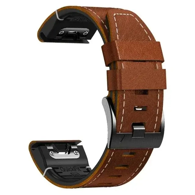 Garmin Leather Silicone QuickFit Band - Durable Stylish Strap - SJB-DIAMOND ELITES