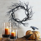 Black Halloween Wreath Artificial Branches Door Garland Wreath Halloween Decorations Scary Home Indoor Outdoor Party Decor Lootquake LLC