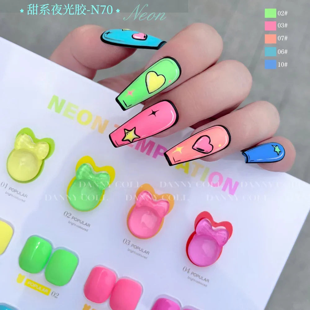 Fluorescence Lacquer Nail Polish Gel UV&LED Fluorescent Gel Semi-permanent Varnish Soak Off Gel Polish12 Colors/set Lootquake LLC