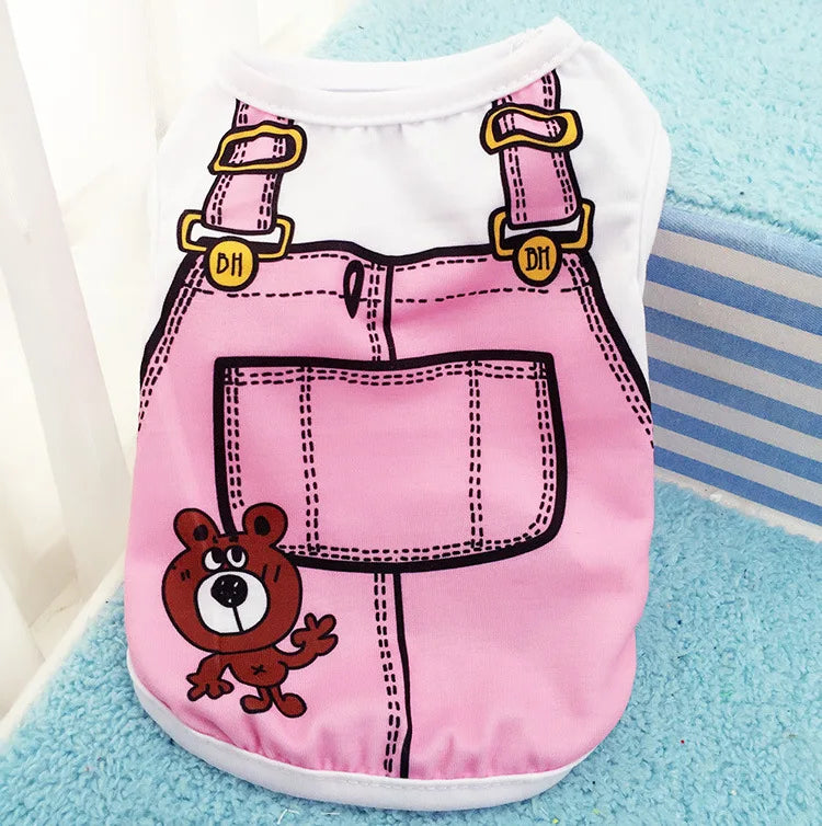 Pet Dog Clothes Cartoon Clothing Puppy Dogs Soft Vests Summer Shirt Casual T-Shirt for Small Pet Supplies Pi-Mart