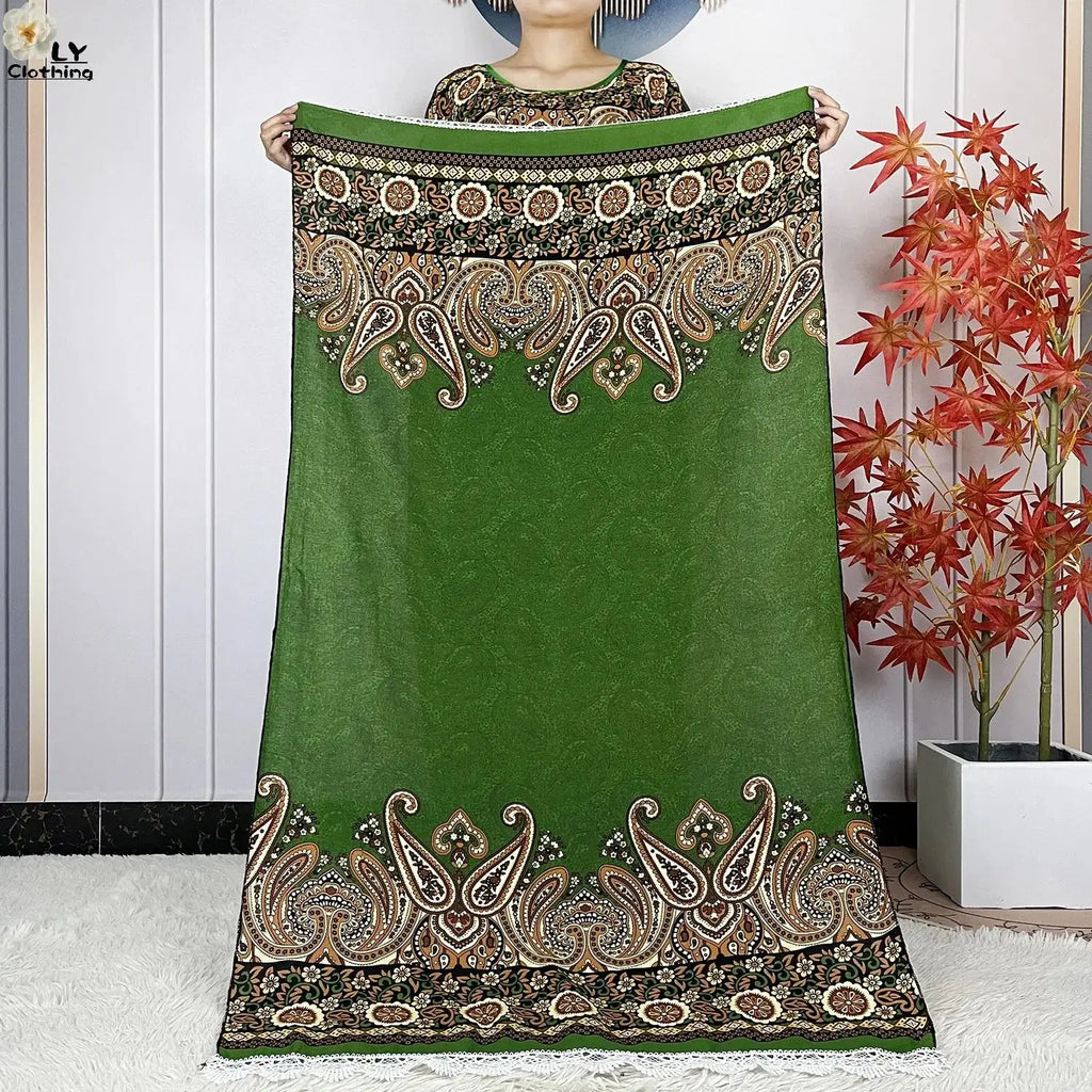 2024 Latest Muslim Sets Women Clothing Cotton Floral Loose Dashiki Long Dress African Abaya Dubai Traditional Islamic Clothing