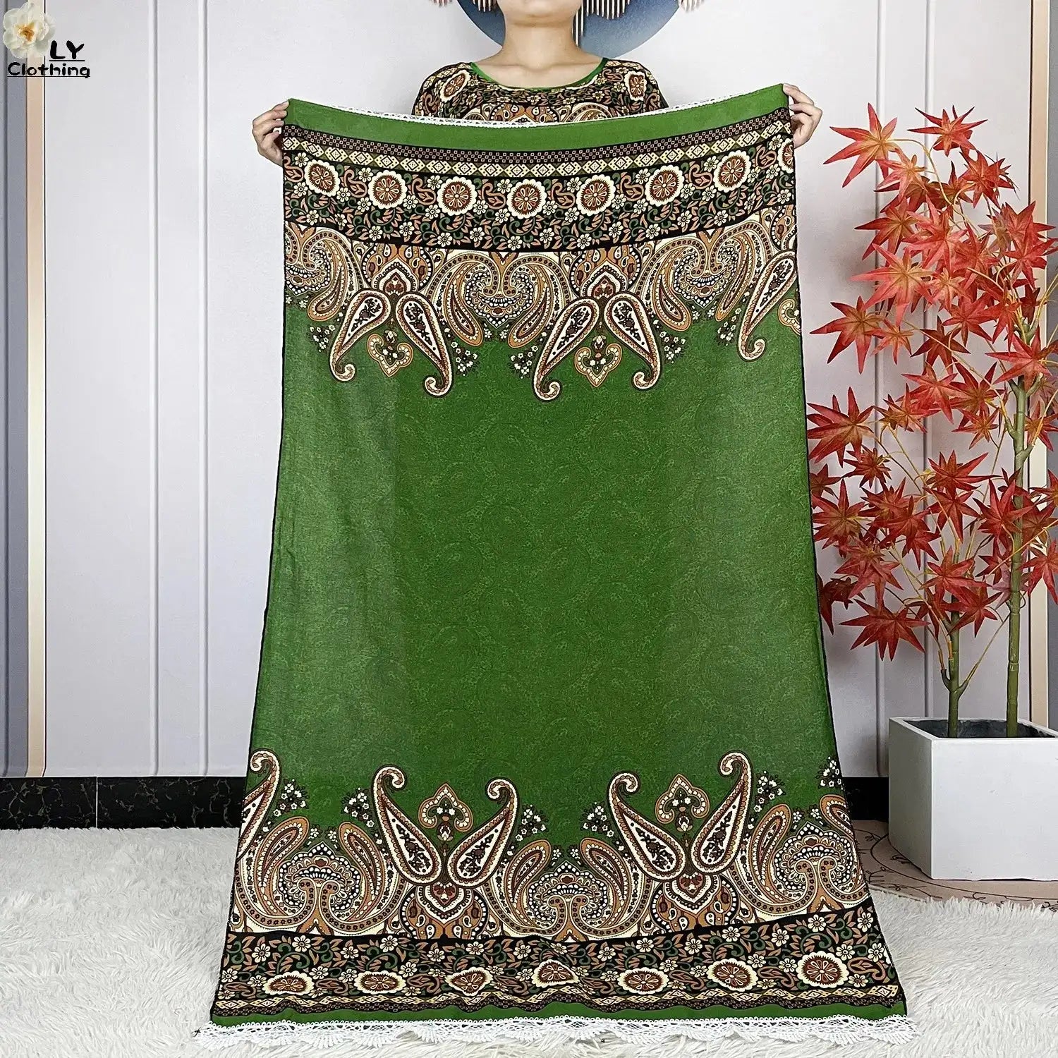 2024 Latest Muslim Sets Women Clothing Cotton Floral Loose Dashiki Long Dress African Abaya Dubai Traditional Islamic Clothing