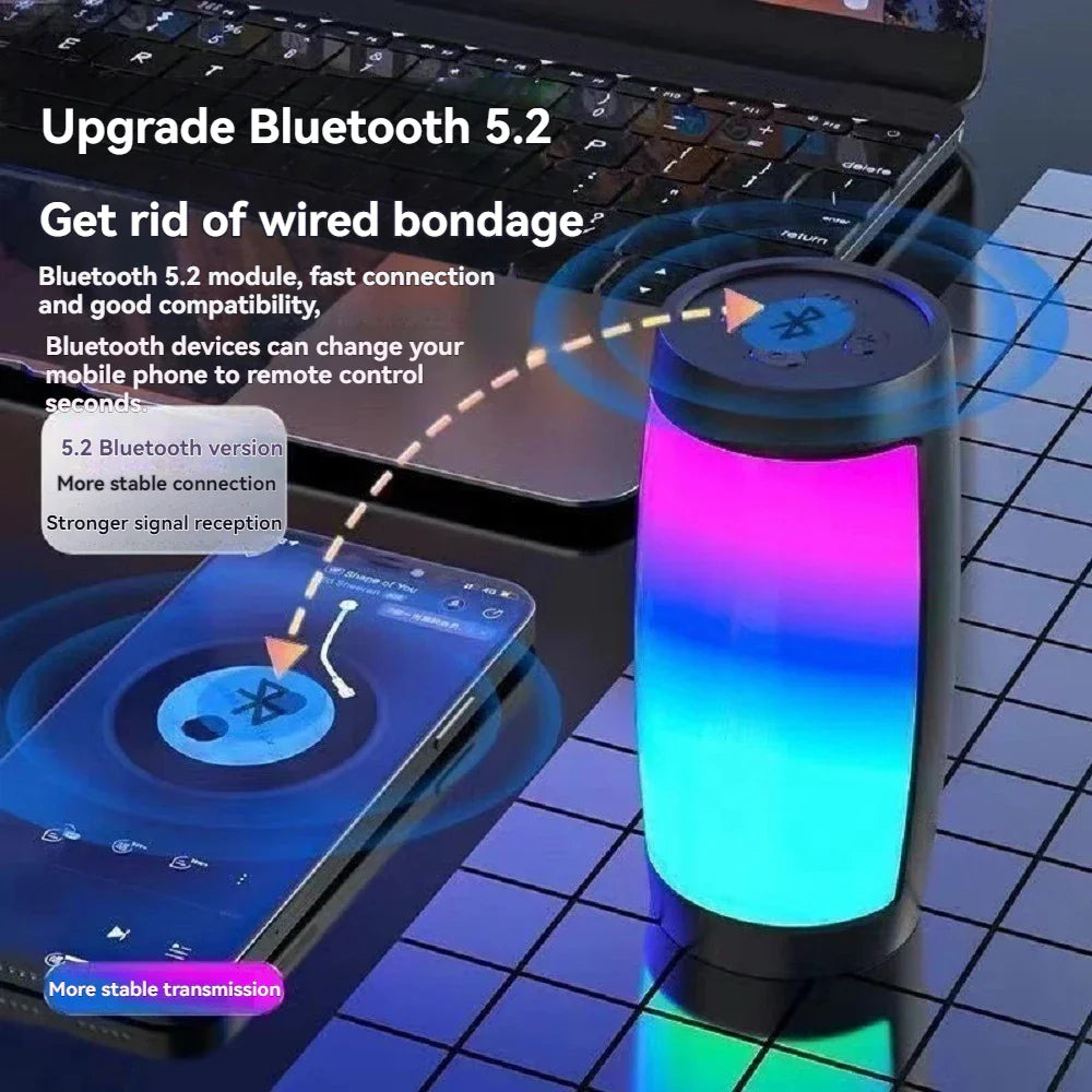 Portable Wireless Bluetooth Speaker 1500MAH RGB LED Light Outdoor Subwoofer Stereo Loudspeaker Household High Volume Shocking Lootquake LLC
