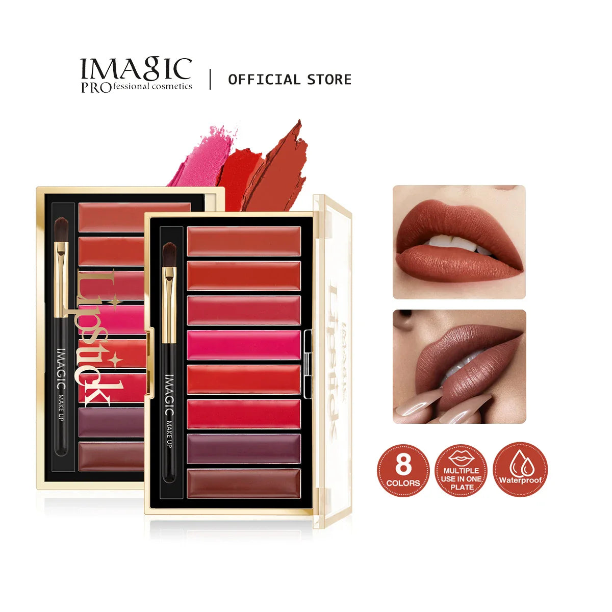 IMAGIC 8-Color Lipstick Palette Set Moisturizer Matte DIY Lipsticks Velvet Long Lasting Waterproof Lipgloss Pigments Lips Makeup Lootquake LLC
