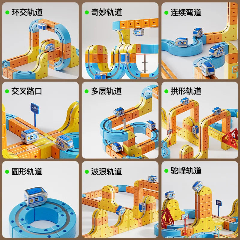 Hot Selling Magnetic Car Stem Racing Car Railtrack Set Montessori Motorized Train & Gravity Maze Toy Educational Gift For Kids Pi-Mart