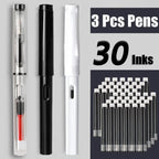 33 Pcs Kawaii Fountain Pen Replaceable Ink Set Black/Blue/Red ink EF 0.38mm School Pens Office Supplies Stationery for Writing Lootquake LLC