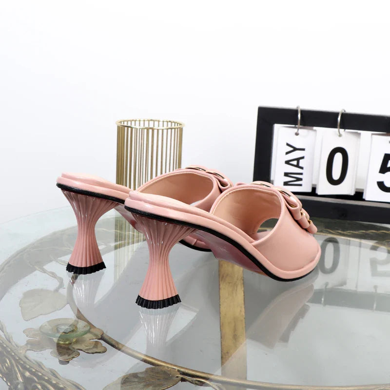 Women's slippers in summer 2024 wear sandals with thin heels high heels buckle is simple elegant black Women shoes Lootquake LLC