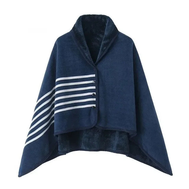Thick Plaid Blanket Warm Winter Wearable Blanket Adults Office Travel Soft Fleece Throw Blankets With Button Home Shawl Lootquake LLC