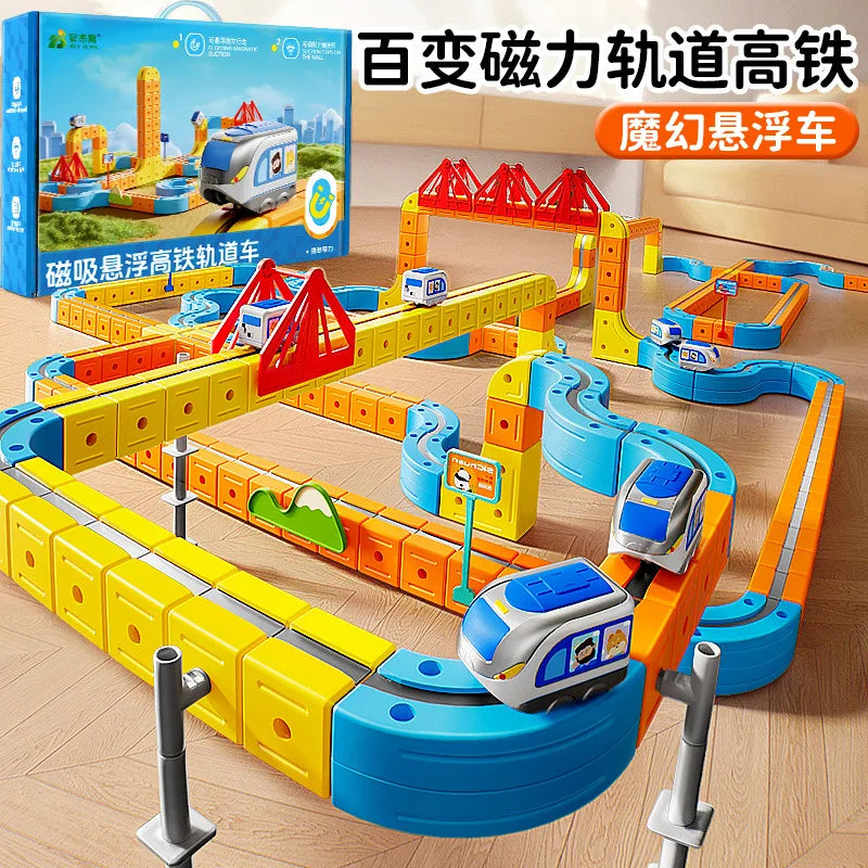 Hot Selling Magnetic Car Stem Racing Car Railtrack Set Montessori Motorized Train & Gravity Maze Toy Educational Gift For Kids Pi-Mart