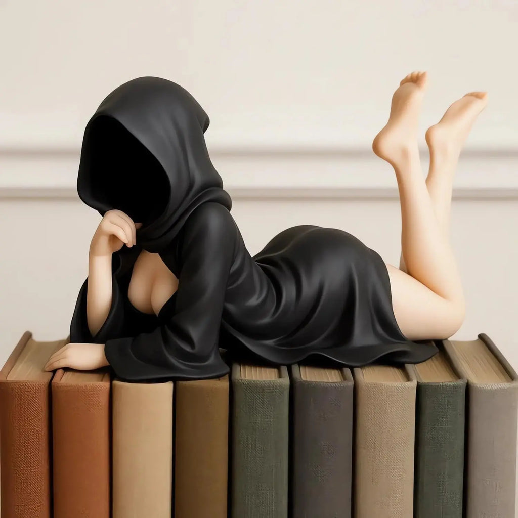 Mysterious Statue Black Robe Queen Bookshelf Statue, suitable as a gift for friends and family. Office desk decoration sculpture Lootquake LLC