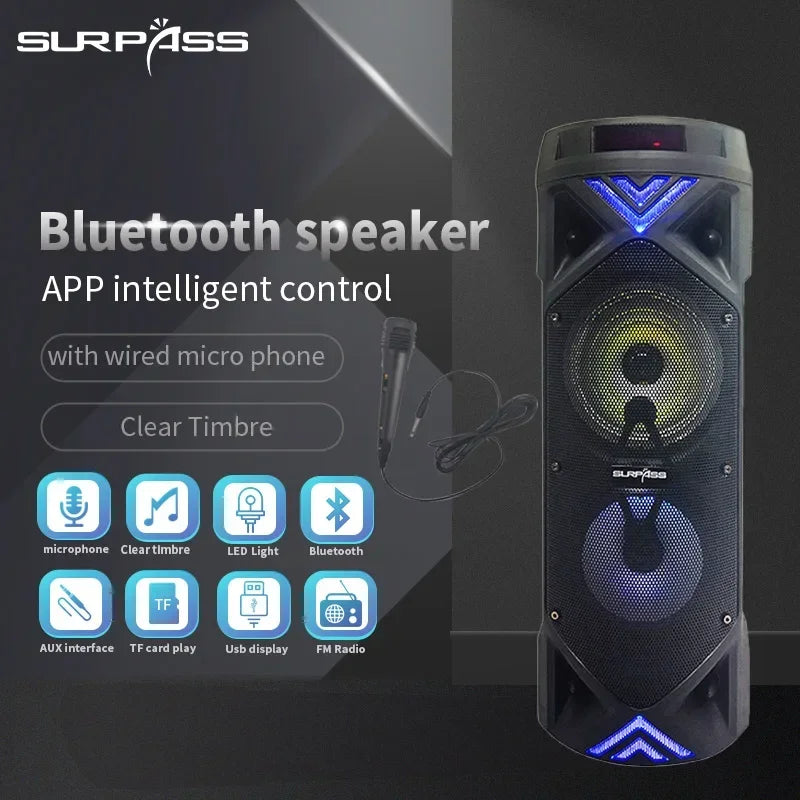 Wireless LargeSpeaker Portable Big PowerStereo soundbar SubwooferHeavy Bass Speakers Sound BoxMic FM Radio Bluetooth-compatible Lootquake LLC
