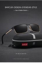 BARCUR Sunglasses Men’s Original Rectangle Fashionable Business Sunglasses – Polarized UV400 Protection for Driving Hiking Sports and Casual Wear – Trendy Fashion Shades Oculos De Sol with Anti-Reflective TAC Lenses