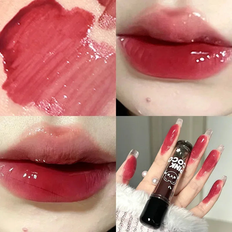 Dark Red Brown Mirror Lip Glaze Water Light Moisturizing Non-stick Cup Highly Pigmented Red Liquid Lipstick Lips Makeup Cosmetic Lootquake LLC