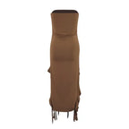 BWQ Long Dresses For Women Slit Sexy Bodycon Sleeveless Jellyfish Dress Hot Girls Fashion Off The Shoulders Maxi Dress Woman