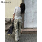 American Washed Leopard Print Wide Leg Jeans for Women Retro Street Distressed New Harajuku Style Hottie Baggy Y2K Casual Pants Lootquake LLC