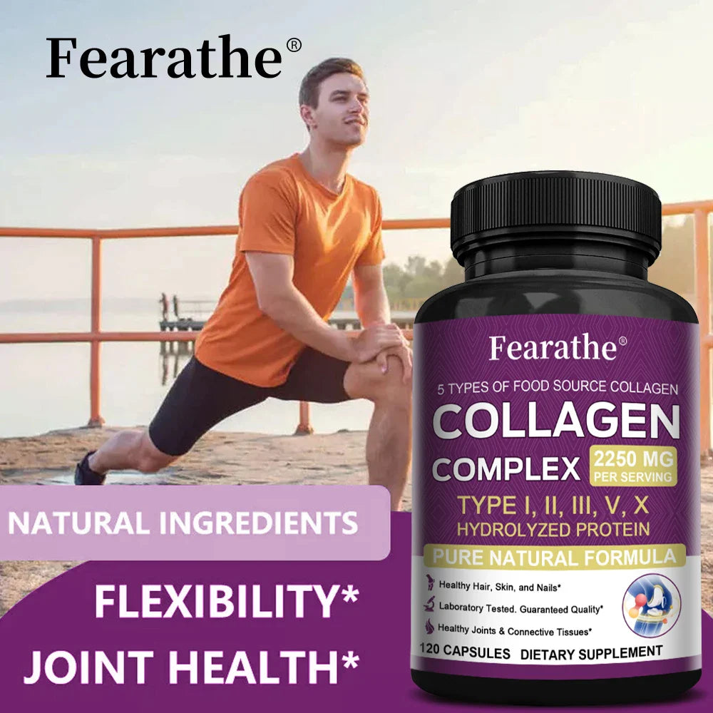 Multi-Collagen Capsules for Men and Women - Hydrolyzed Type I II III V X for Skin, Hair, Nails, Bones, Joints, Nutrition Lootquake LLC